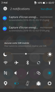 Firefox OS : add-ons : panneau Quick Settings Enhancement et Status Bar Battery Percentage