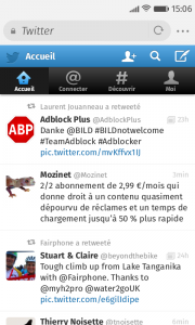 Site Twiter mobile : accueil