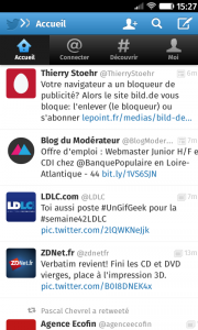 Appli Twitter : accueil – chronologie