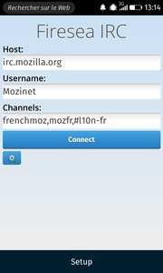 Firesea IRC : configuration du serveur, du pseudo et des canaux