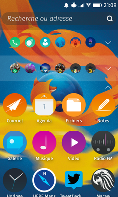 Écran d'accueil personnalisé de B2G-Firefox OS 2.2